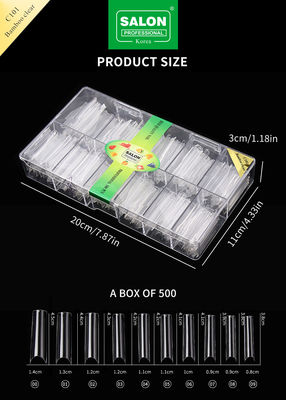 OEM Full Cover Bamboo Clear Soft Gel Fake Nails Desain Artificial Nail Tips