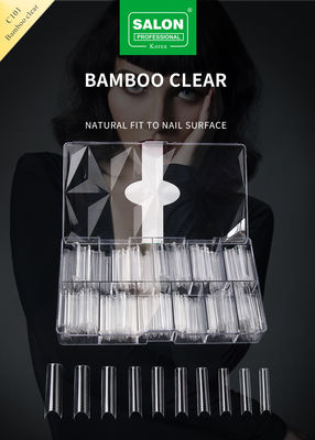 OEM Full Cover Bamboo Clear Soft Gel Fake Nails Desain Artificial Nail Tips